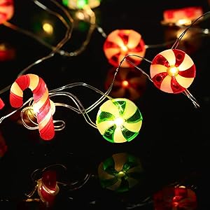 Two Patterns of Candy Cane Christmas Theme String Lights, 10 Feet 30 LED 3D Plus Twinkle Lights, USB Battery-Powered Fairy String Light with 8 Flicker Modes Remote for Christmas, Bedroom, Porch Decor