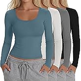 Sweetyweee 4 Pack Women's Compression Shirts Long Sleeve Yoga Tops Workout Athletic Base Layer Lightweight Quick Dry T-Shirt