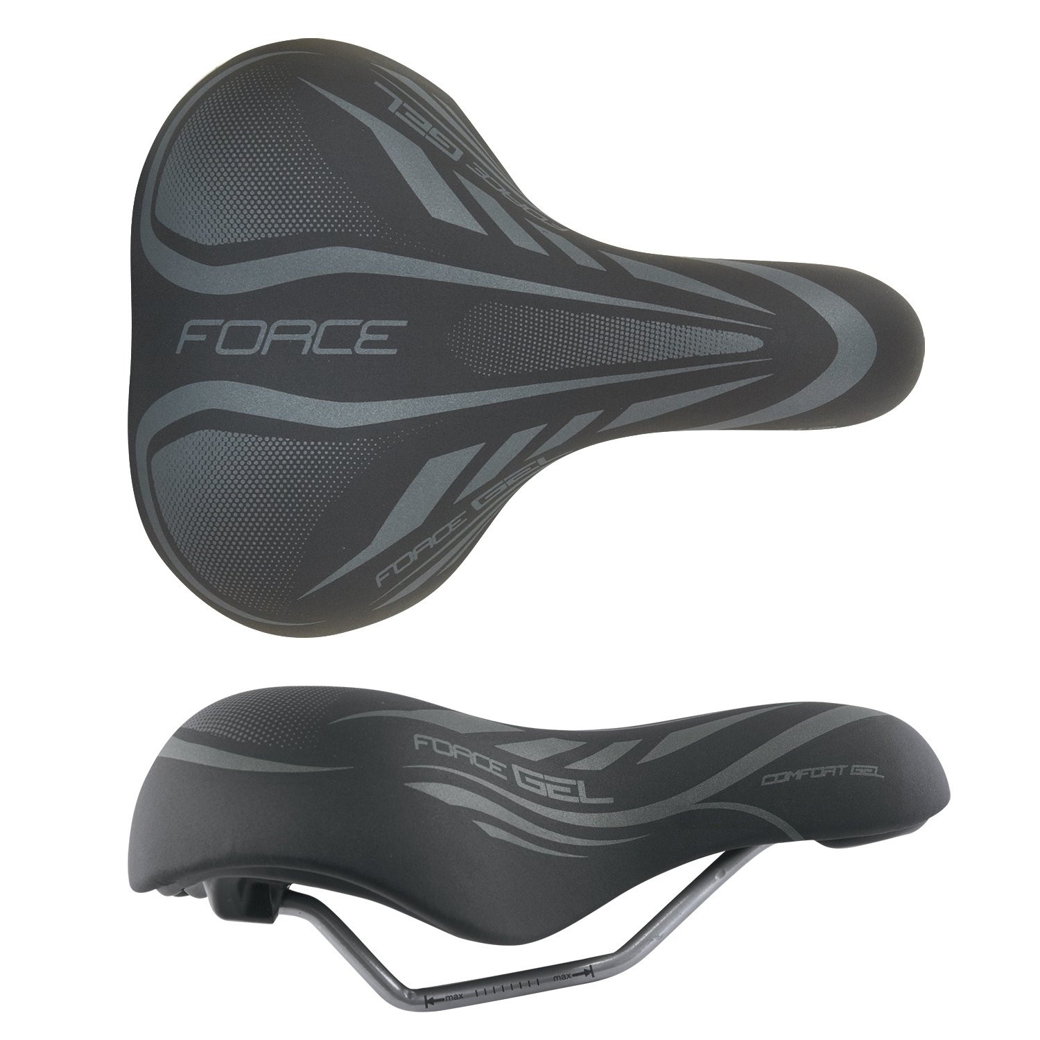 FORCE Women Comfort Gel Lady Bike Saddle - Black, N/A