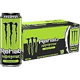 Monster Energy Rehab Green Tea + Energy, Energy Iced Tea, Energy Drink 15.5 Ounce (Pack of 15)