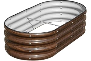 SnugNiture Galvanized Raised Garden Bed, 4x2x1ft Oval Metal Planter Box for Planting Outdoor Plants Vegetables