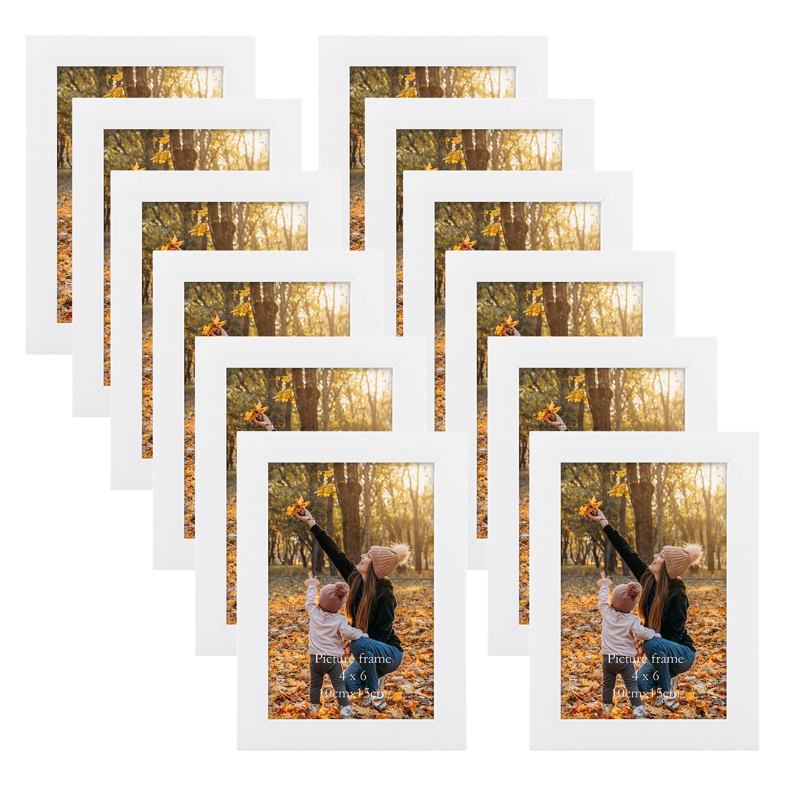 EXYGLO White 6x4 Photo Frames Set of 12, Multiple Picture Frames 6x4 with PS Surface, 4x6 Photo Frame for Wall & Tabletop Display