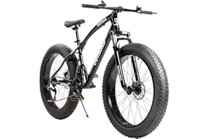 MarKnig 26' Fat Tire Mountain Bike with 4 inch Knobby Tires, 21 Speed MTB with Dual Disc Brake for Adults, Anti-Slip Bicycle, Black, White, Blue&Purple