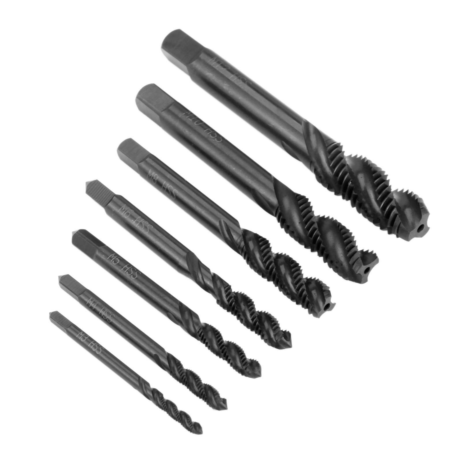 7pcs/Set HSS Spiral Point Plug Tap Nitride Metric M3-M12 Screw Straight Flute