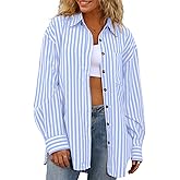 CHYRII Women's Striped Button Down Long Sleeve Blouse
