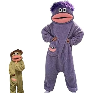 Winovera Snuggle Goof Onesie, Funny Monster Plush Hooded One-Piece Pajama, with Big Mouth Design for Home Party Cosplay