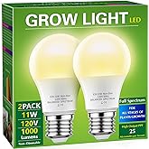 Briignite Grow Light Bulbs, LED Grow Light Bulb A19 Bulb, Full Spectrum | Grow Light Bulb, Plant Light Bulbs E26 Base, 11W Grow Bulb 100W Equivalent,Grow Light for Indoor Plants,Seed Starting, 2Pack