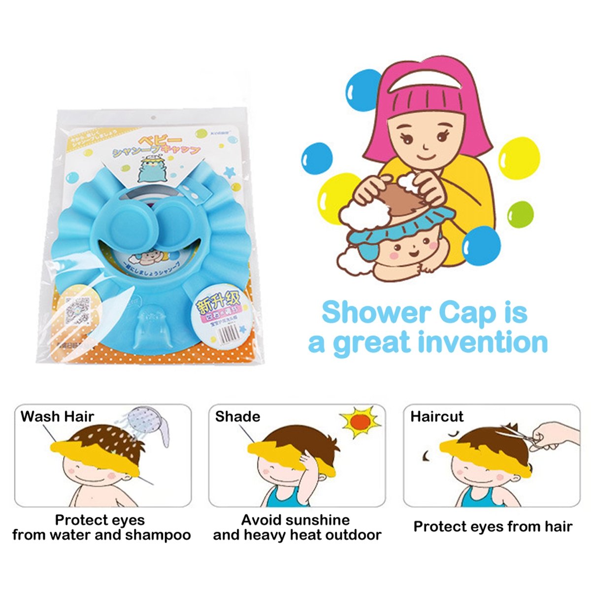 Doccia Cap per Bambino IREGRO Sicurezza Doccia Bathing protezione morbida Cap Hat per Toddler Baby Bambini & Kids per mantenere l acqua dai loro occhi e