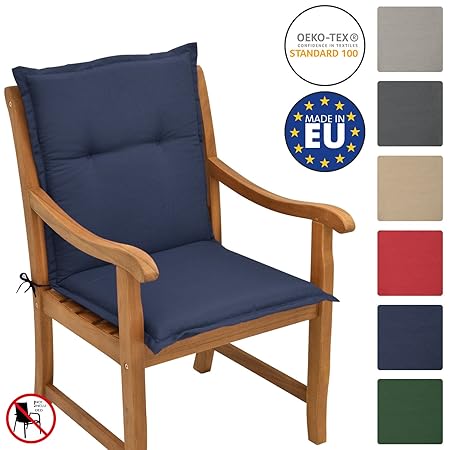 Beautissu Niedriglehner Auflage Loft NL 100x50x6cm Sitzkissen Niederlehner Stuhlkissen Schaumkern-Füllung Dunkel-Blau & weite
