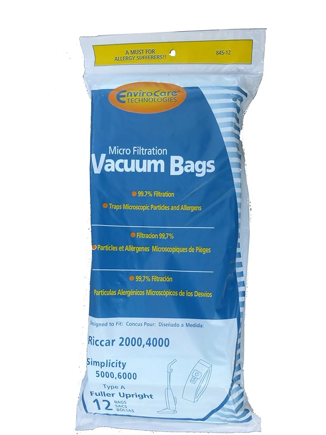 12 Envirocare Vacuum Bags to fit Riccar 2000, 4000 and