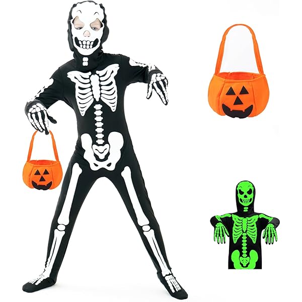Rubies Costume Skull Notturno per ragazzi, Tutta glow in dark, Oficial Rubies per halloween