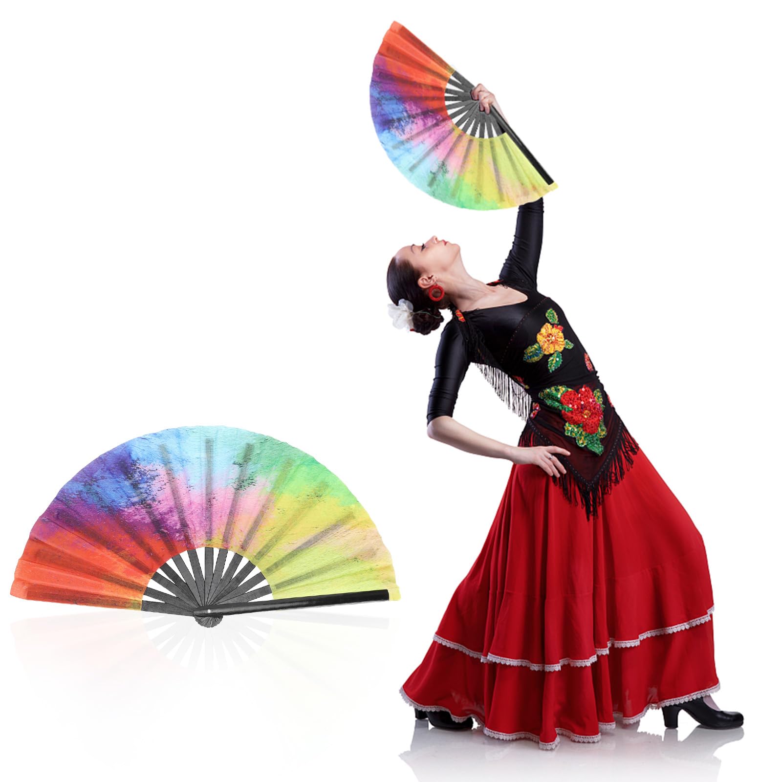 Hapivida Colorful Handheld Fans Cloth Hand Fans Wood Folding Fans Hand Held Fans for Wedding Decoration Wedding Gifts Party Favors DIY Decoration