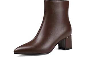 Abbleet Women's Ankle Boots Pointed Toe Chunky Block Heel Short Boots for Women Low Heeled Booties