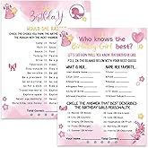 HOMANGA Who Knows The Birthday Girl Best, Birthday Would She Rather Game Cards for Teens & Kids Girls Sleepover Party - Pink,