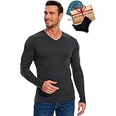 MERINNOVATION Merino Wool Base Layer Mens - 100% Merino Wool Shirts for Men Lite - Midweight Long Sleeve V Neck T-Shirt