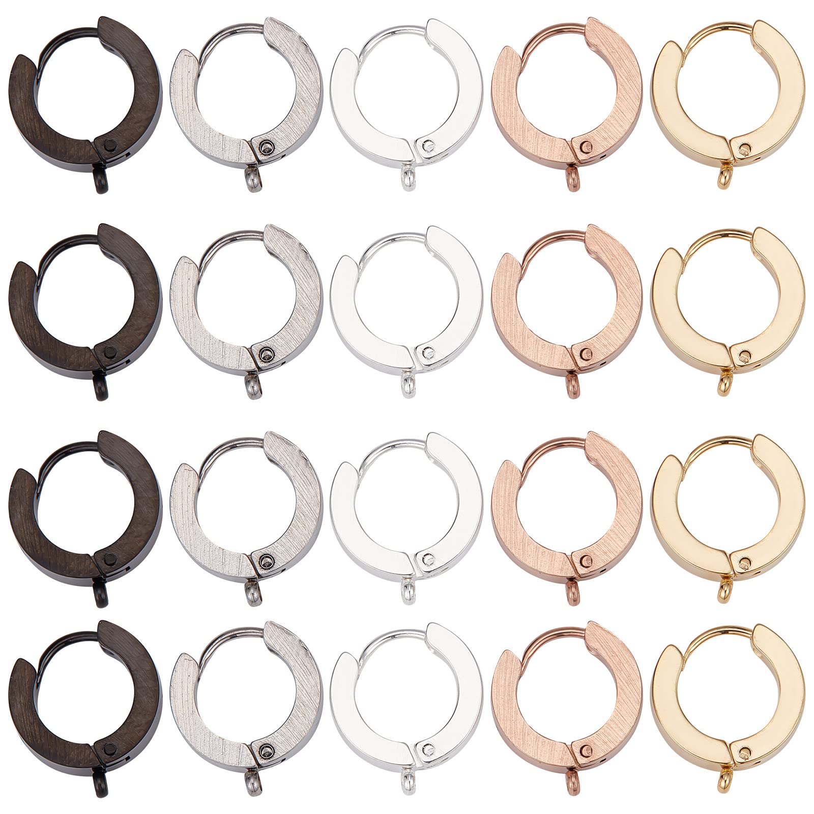 SUNNYCLUE 20Pcs 5 Colors Gold Huggie Earring Hooks French Lever Back Tiny Hoop Earrings with Open Loop Earwires for DIY Crafts