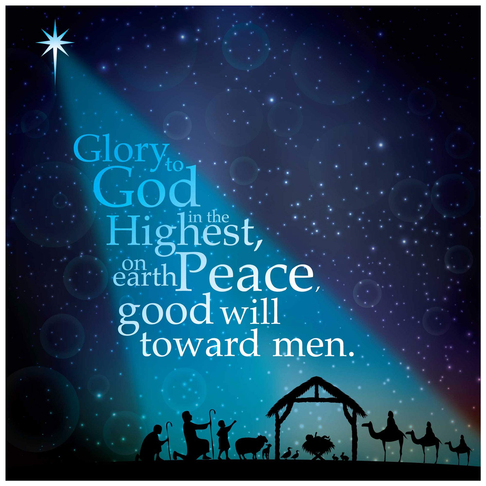 Christian Christmas cards, pack of 10 - Starlight pack with Bible verse Luke 2:14 inside these religious Christmas cards, by Just Cards Direct