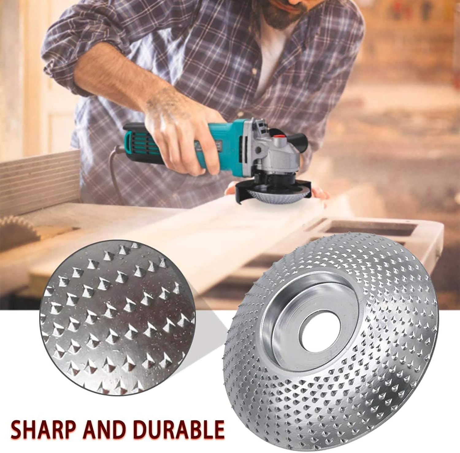 CZS Wood Carving Disc Grinder Shaping Disc Wood Grinding Wheel Woodworking Angle Grinder Attachment, Chain Disc & Coarse Disc, 5/8" Arbor (1+1 Pack): Industrial & Scientific