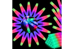 wellent 58 PCS LED Foam Glow Sticks Bulk, Glow in the Dark Party Supplies with 3 Modes Colorful Flashing, Neon Party Favors for Birthday, Wedding, Carnival, Concert, New Year Glow Sticks