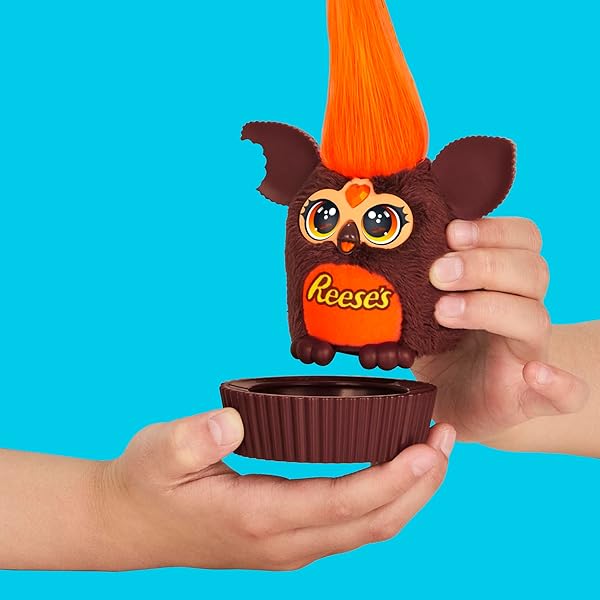 FURBY FURBLETS REESE’S PEANUT BUTTER CUP MINI 3-INCH ELECTRONIC PLUSH, CANDY TOYS FOR KIDS 6+