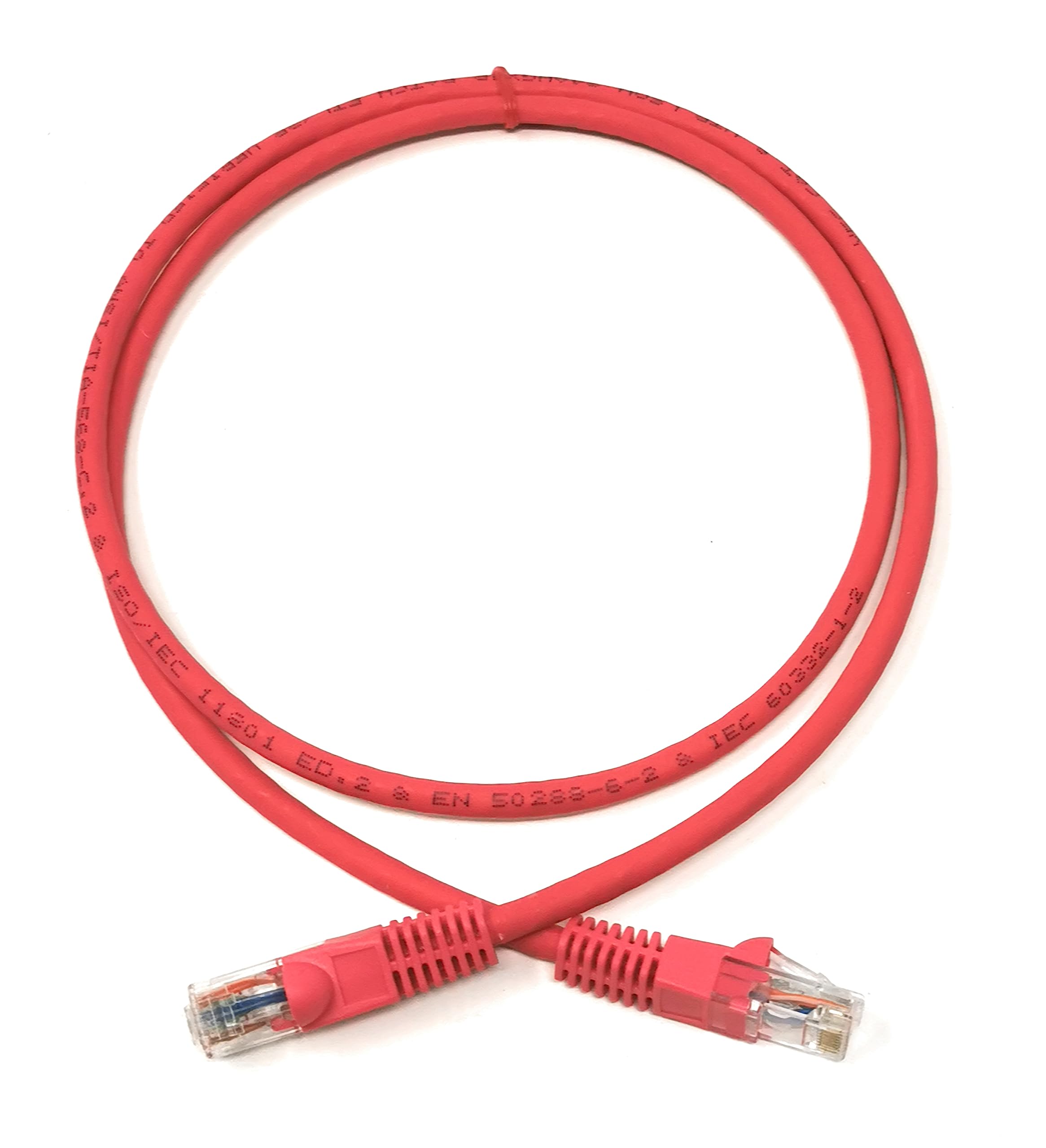 Cat6 RJ45 (UTP) Connector Ethernet Cable, LSZH Snagless Patch 24AWG Bare Copper Cores Lead for Internet, Data Transfer, Router, Modem, CCTV, Smart TV, PC, Laptop (1m, Red)