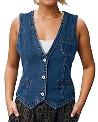 Ladyful Women's Classic Crop Denim Waistcoat Vest
