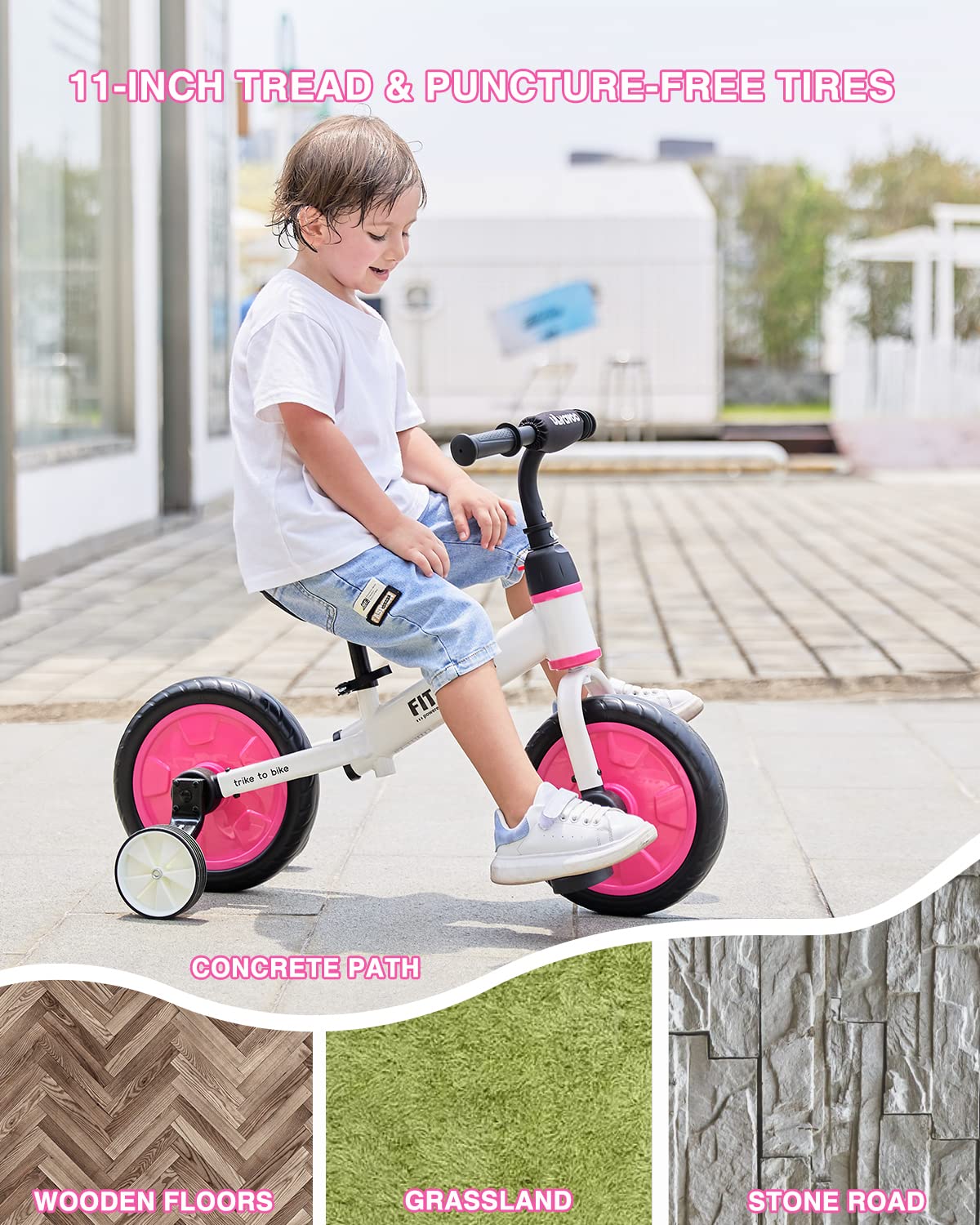 UBRAVOO Trike to Bike Riding Tricycles for Boys Girls 2-5, Fit 'n Joy Kids Balance Bike with Pedals & Training Wheels Options, 4-in-1 Starter Toddler Training Bicycle