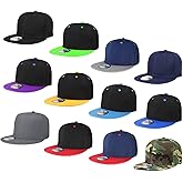 Falari Wholesale 12 Pack Snapback Hat Cap Hip Hop Style Flat Bill Blank Solid Color Adjustable Size