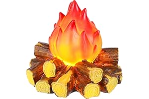 Cabilock Fake Campfire Night Light,Artificial Flame Light Fake Fire Pit 3D Campfire Lamp with Realistic Log Flameless Halloween Christmas Festival Party Decora for Bar Home Garden Yard