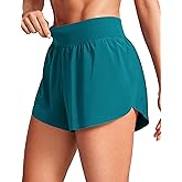 CRZ YOGA High Waisted Split Running Shorts for Women 3" - Comfy Mesh Liner for Workout Athletic Gym Track Quick Dry