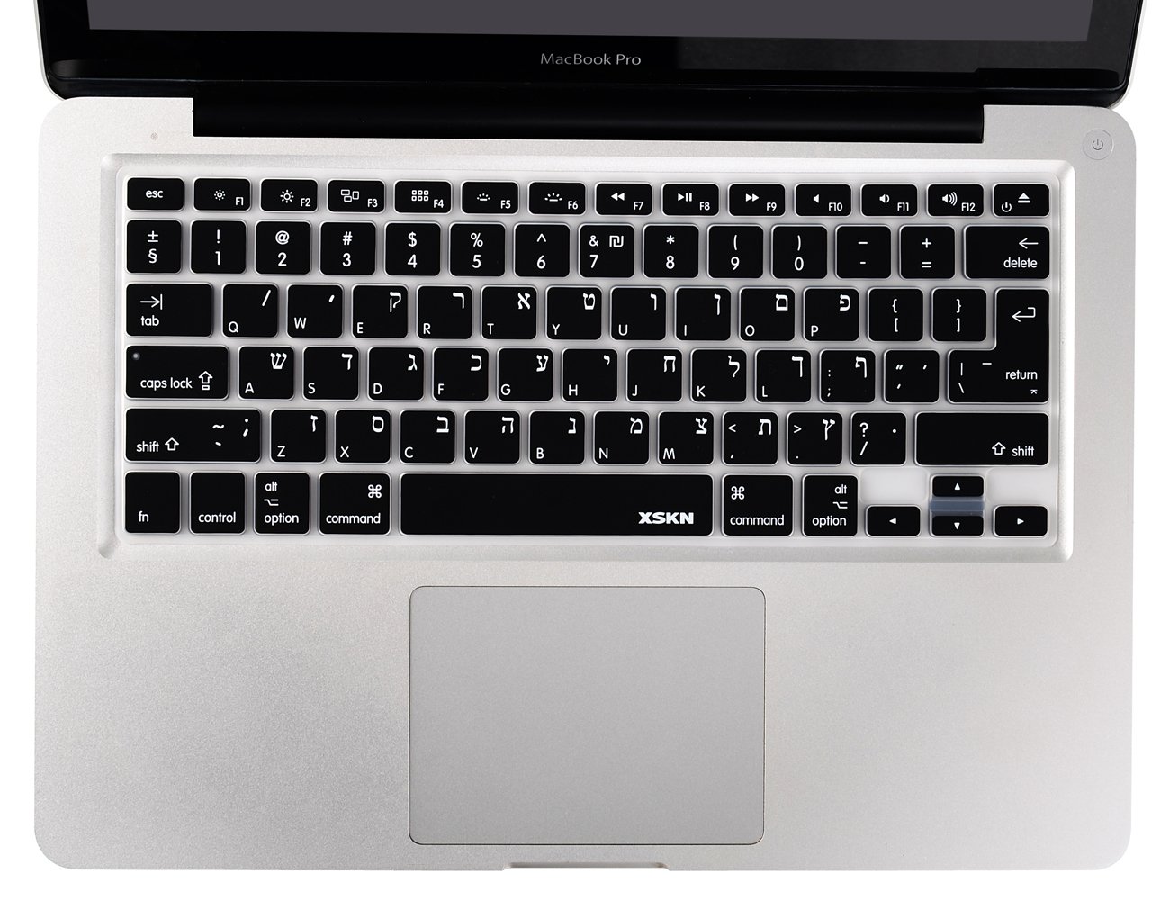 XSKN Hebrew Language Keyboard Cover Silicone Skin for MacBook Air,MacBook Pro 13 15 17 Inch(US and EU Version) (Black)
