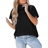 CUPSHE Women's Fall Sweaters Turtleneck Oversized Cap Sleeve Knitted Casual Fit Pullover Tops