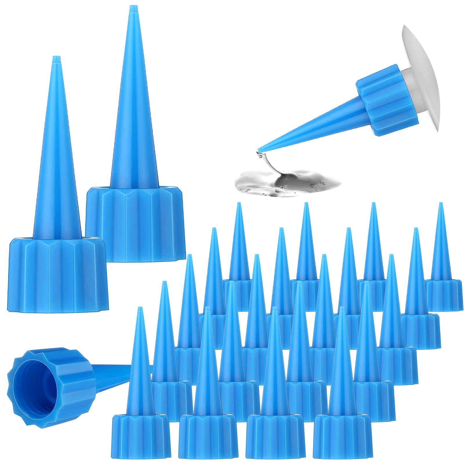 Photo 1 of Loopeer 24 Pcs 312 Extra Tips for Ca Glue Snip Tip Applicator Tips Cap Plastic Glue Micro-Tips Extender Precision Applicator for Ca Bottle Adhesive Tubes Dispensing DIY Crafts(Blue)