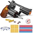 Toy Revolver Gun Shell Ejecting Toy Gun, Toy Gun Pistols with 80 Soft Bullets, 12 Shells and 1 Goggles, Educational Model Toys Shooting Games Gifts for Boys and Girls, Kids 6+ Years Old