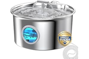 UMOCUOY Cat Water Fountain Stainless Steel: 2.6L Cat Fountain for Drinking - Pet Water Fountain for Cats Indoor - Automatic Pet Water Dispenser Bowl - Best Auto Feeding Supplies Gift for Small Dog Large Kitty