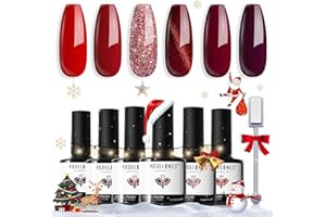modelones Red Gel Nail Polish Set - 6 Colors 2025 Christmas Winter Ruby Glitter Cat Eye Magnetic Gel Polish Burgundy Red Sparkle Bloody Nail Polish Kit Soak Off LED Manicure Nail Art DIY Gift