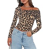 Women's One Off The Shoulder Top - Long Sleeve Ruched Going Out Crop Top Slim Fit Y2K T Shirt