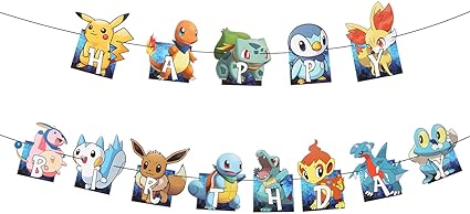 Amazon Com Cartoon Pikachu Happy Birthday Banner Pokeman Go
