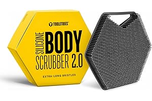 TOOLETRIES Body Scrubber 2.0 – Premium Silicone Scrubber for Cleaning, Exfoliating Your Skin – Extra Long Lather Boosting Bristles with Ergonomic Handle, Long-Lasting & Easy to Clean - Charcoal