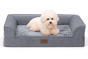 COZY KISS Orthopedic Dog Bed for Small Dogs,Waterproof Dog Sofa Beds with Sides, Supportive Foam Pet Couch Bed with Removable Washable Cover,Waterproof Lining and Nonskid Bottom,Grey(S,30" L x 20" W x 7.5" Th)