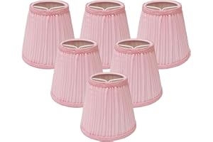 ROYAL DESIGNS, INC. Royal Designs Designer Mushroom Pleat Empire Clip On Chandelier Lamp Shade, Pink, 3" x 5" x 4.5", Set of 6