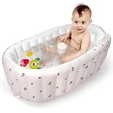 Mink Inflatable Baby Bathtub with Built-in Air Pump, Newborn to Toddler Bath Tub,Portable Travel Shower Basin with Back Suppo