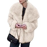 Simplee Womens Faux Fur Coat Long Sleeve Fluffy Lapel Shaggy Jacket Winter Casual Warm Fuzzy Short Outerwear
