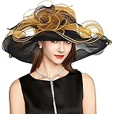 YIDINGCO 2026 Derby Hats for Women Ladies, Classy Organza Sun Hat, Church Tea Party Wedding Kentucky Fascinator Hat
