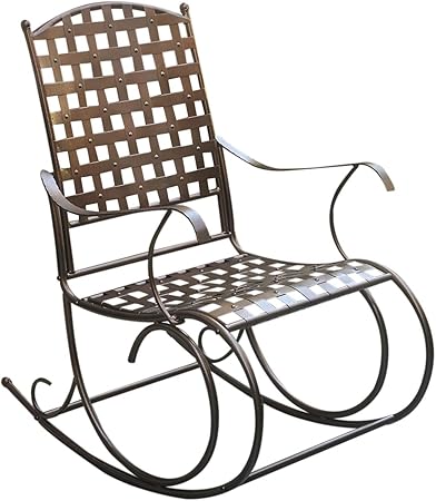 Alcott Hill Schilling Nailhead Iron Patio Rocking Chair Antique Black Amazon Ca Patio Lawn Garden