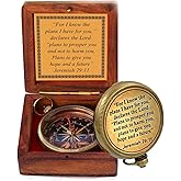 For I Know The Plans I Have For You, Jeremiah 29:11, Solid Brass Directional Engraved Compass, Baptism Gifts for Boys Girls, First Communion, Christian Gifts for Men, First Confirmation Gifts for Boys
