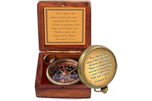 TA DIZAYN For I Know The Plans I Have For You, Jeremiah 29:11, Solid Brass Directional Engraved Compass, Baptism Gifts for Boys Girls, First Communion, Christian Gifts for Men, First Confirmation Gifts for Boys