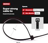 ERKO Black Cable Ties 80x2.5mm 100pc Chemical Resistant UV 18lbs Tensile view 2