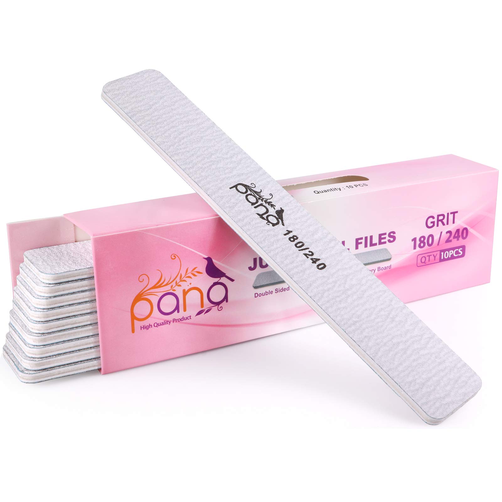 Photo 1 of 10PCS Jumbo Size PANA Professional Double Sided Nail Files - Zebra, 180/240 Grit - Emery Board Nail Buffering File Manicure Pedicure Nail Polisher Washable