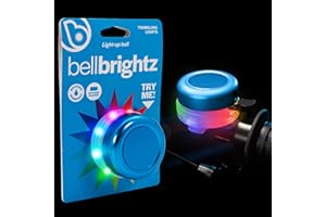 Brightz BellBrightz LED Light Up Bike Bell for Kids & Adults - Twinkling Rainbow LED Halo Light - Easy Push Thumb Switch for Bell Sound Unique Bicycle Accessory for All Ages